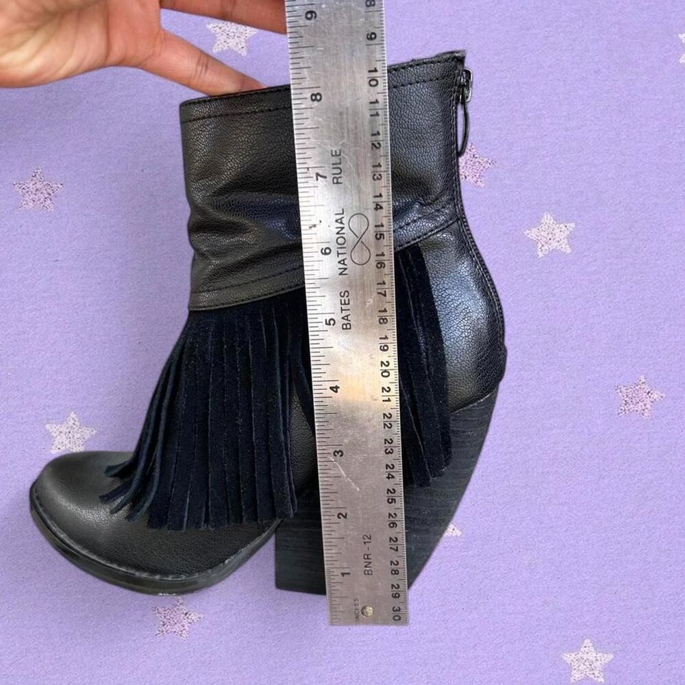 Black leather fringe boots - Picture 5 of 8
